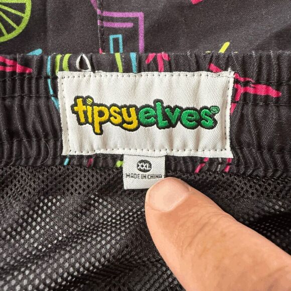 Tipsy Elves Men's Neon Nightcap Drawstring Stretch Swim Trunks Multicolor 2XL - Picture 3 of 8